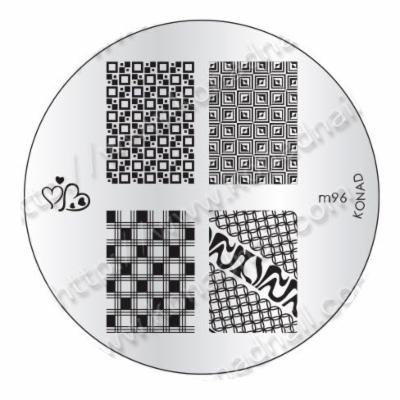 Konad Gold Black+White Special Polish+Image Plate+Clear Airplane Travel Cosmetic Bag (Bundle of 4 Items) (M96)