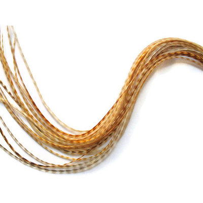 1 Piece - Bleached Thin Long Grizzly Rooster Hair Extension Feather & Silicon Bead