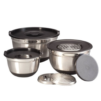 Walterdrake Stainless Steel Bowl, Grater & Lid 9 Piece Prep Set