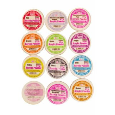 Sassi Acrylic Powder 12 Pack - (1/2)oz - Complete Set, Nail liquid, nail gel, natural looking, beauty, strengthen nails, resistant, easy application, nail powder, nail buffing, professional use, salon