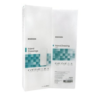 McKesson - Adhesive Dressing McKesson 4 X 14 Inch Polypropylene / Rayon Rectangle White Sterile - 25/Box - McK