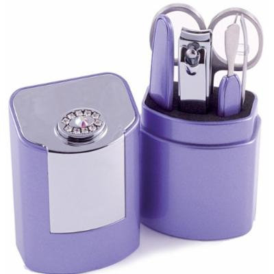 5 Piece Manicure Set With Swarovski Elements in Case - Lilac