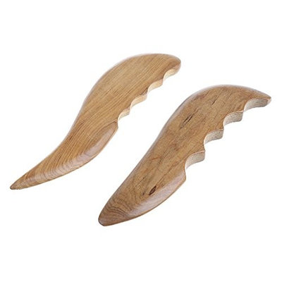 Homyl 2pcs Natural Sandalwood Gua Sha Massage Tool Chinese Guasha Back Body Scraping Stick - A
