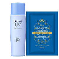Biore UV Sarasara Perfect Milk 40ml & Facial Sheet Mask, SPF50+/PA++++, Waterproof