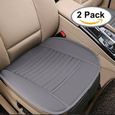 Big Ant Breathable 2pc Car Interior Seat Covers Cushion Pad Mat for Auto Supplies Office Chair with PU Leather Bamboo Charcoal(Grey)
