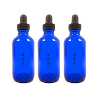 Perfume Studio® Calibrated Dropper 4oz Bottles for Essential Oils & Perfume Formulas - Pack of 3 Blue Cobalt Glass Dropper Bottles Plus a Bonus Free Perfume Sample Vial (3, Cobalt Glass Dropper)