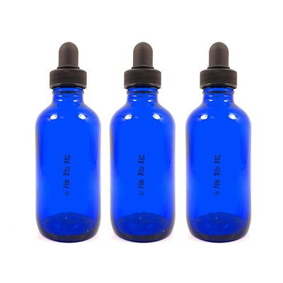 Perfume Studio® Calibrated Dropper 4oz Bottles for Essential Oils & Perfume Formulas - Pack of 3 Blue Cobalt Glass Dropper Bottles Plus a Bonus Free Perfume Sample Vial (3, Cobalt Glass Dropper)