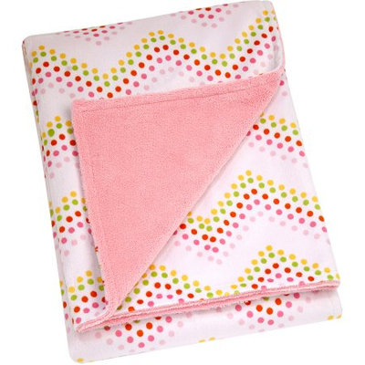 Pinwheel Floral Fusion Printed Velboa Blanket, Chevron Dot, Girl