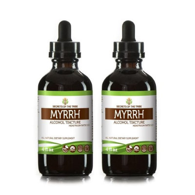 Secrets Of The Tribe Myrrh Tincture Alcohol Extract, Wildcrafted Myrrh (Commiphora myrrha) Dried Gum 2x4 oz