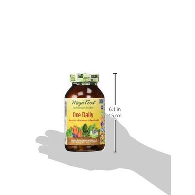 MegaFood - One Daily, Multivitamin Support for Immune and Nervous System Health, Energy Production, and Mood Balance with Folate and B Vitamins, Vegetarian, Gluten-Free, Non-GMO, 180 Tablets (FFP)