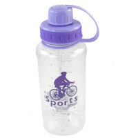 Cylinder Shaped Portable Purple Lid Plastic Clear Sports Water Bottle 750ML
