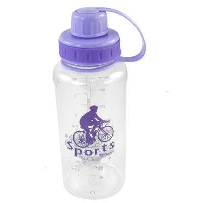 Cylinder Shaped Portable Purple Lid Plastic Clear Sports Water Bottle 750ML