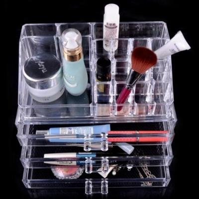 Luxury Acrylic Cosmetic Organizer Makeup Box 3 Drawers 1304 Top and Bottom Set