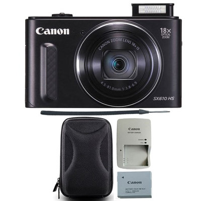 Canon PowerShot SX610 HS 20.2MP 18x Optical Zoom Wifi Black Digital Camera with Camera Case