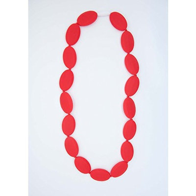 Red Oval Silicone Teething Necklace for Moms and Teething and Nursing Babies BPA Free Chewable Teething Beads 3403