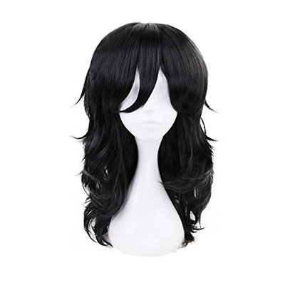 Christmas Party Wigs Anime Long Black Cosplay Wig with free Cap