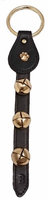 Home And Holiday Shops Made in USA Belsnickel Paw Print Charm Black Leather Sleigh Bell Door Hanger