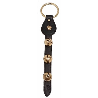 Home And Holiday Shops Made in USA Belsnickel Paw Print Charm Black Leather Sleigh Bell Door Hanger
