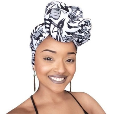 Black And White Queen African Headwrap - Kente Scarves, Ankara Headwraps, Kente Headwraps
