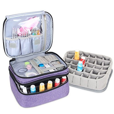 Luxja Nail Polish Carrying Case - Holds 30 Bottles (15ml - 0.5 fl.oz), Double-layer Organizer for Nail Polish and Manicure Set, Purple