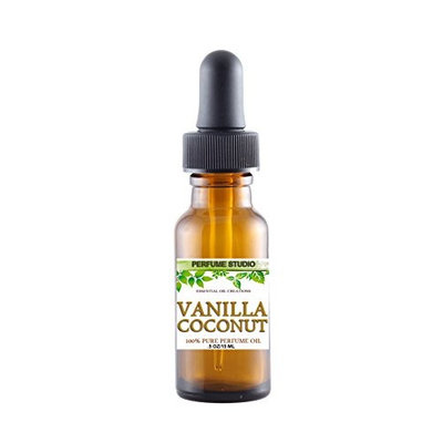 Vanilla Coconut Oil in a 15ml Amber Glass Dropper Bottle. Premium Grade Concentrated Vanilla Coconut Fragrance Oil used for Soap Making, Burners, Diffuser, Candle Making, Car Freshener, Perfume Making