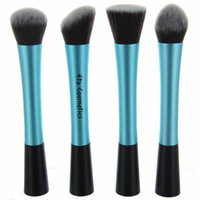 ETA Stand Alone Premium Synthetic Taklon Bristles Vegan Makeup Brushes with Aluminum Ferrule (Full Set, Blue)