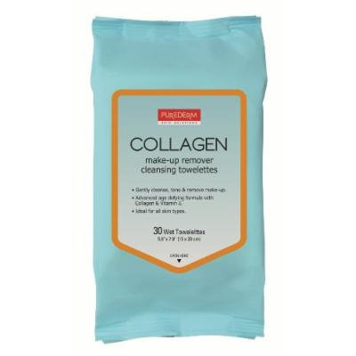 Purederm Makeup Remover Cleansing Towelettes (30 Towelettes Per Pack) (Collagen, 10 packs)