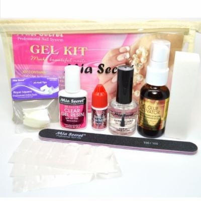 MIA SECRET PROFESSIONAL GEL KIT NAIL FULL SYSTEM GLUE TOP COAT FILE MIA KIT02G + FREE EARRING