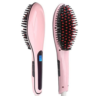 Yphone Premium Hair Straightener Comb Brush LCD Display Electric Heating Straightening Iron Hair Brush(Black)