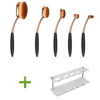 DSCbeauty Professional 5 Pcs Oval Makeup Brush Set Foundation Contour Blush Blending Lip Eyebrow Eyeliner Eyeshadow Concealer Toothbrush Makeup Brushes Kit Cosmetic Brush Set with Rectangle Clear Rack