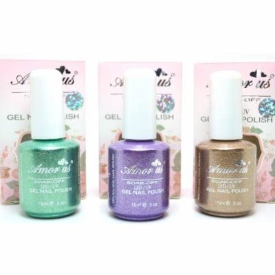 3 SOAK OFF LED UV GEL NAIL POLISH TEAL GREEN PURPLE GOLD GLITTER LACQUER + FREE EARRING