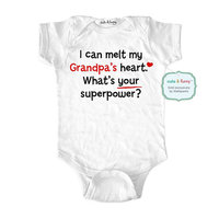 I can melt my Grandpa's heart. What's your superpower? - cute & funny Baby one piece bodysuit - Great Baby Shower Gift
