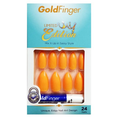 Kiss Gold Finger Limited Edition 24 Nails GF06X Shiny Orange Stiletto