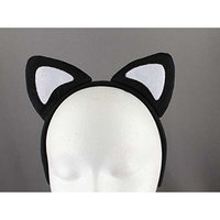 Black White soft faux fur furry cat kitten ears headband hair band costume