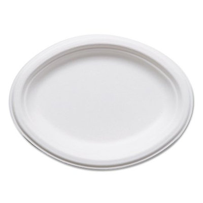 Eco Products ECOEPP009 - Eco-Products Renewable & Compostable Sugarcane Plates; Oval - 10