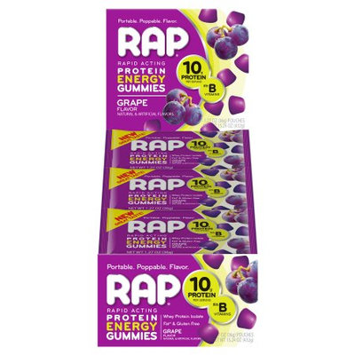 RAP Rapid Acting Protein Energy Gummies, Grape Flavor, 1.27 Oz Bag, 12 Ct