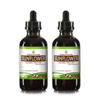 Secrets Of The Tribe Sunflower Tincture Alcohol Extract, Organic Sunflower (Helianthus annuus) Dried Petals 2x4 oz