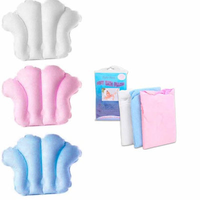 Atb Shell Shape Terrycloth Bath Pillow Vinyl Covering Inflatable Neck Cushion Spa