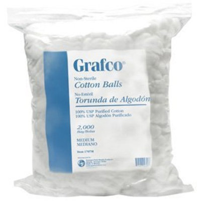 Grafco Cotton Balls: COTTON BALLS MEDIUM 2 BGS/CS, - 4000 EA/CS
