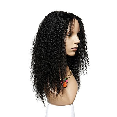 Kinky Curly Lace Front Wigs For Black Women Glueless 100% Brazilian Remy Human Hair Wigs With Baby Hair 130 Density(16 Inch #1B off Black wig)