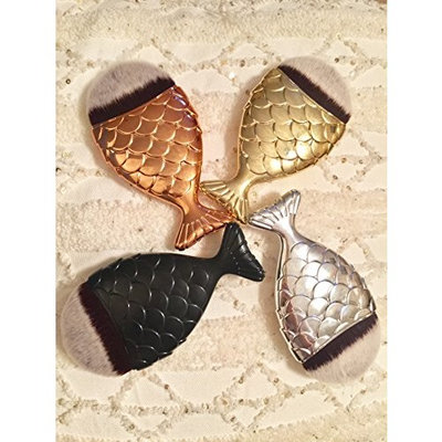 Set of 4 Chubby Mermaid Goldfish( silver-gold-black-rose gold) Foundation Makeup Brush for Contouring, foundation, blush, and applying liquid creams (Set of 4)