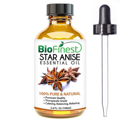 BioFinest Star Anise Oil - 100% Pure Star Anise Essential Oil - Ease Cough, Flu, Asthma, Menstrual Pain- Premium Quality - Therapeutic Grade - Best For Aromatherapy - with E-Book and Dropper (100ml)