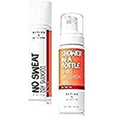 Bath and Body Works Active Skincare On the Go Dry Shampoo 4.1 Oz and Shower in a Bottle No-Rinse Body Cleansing Foam 6 Oz.