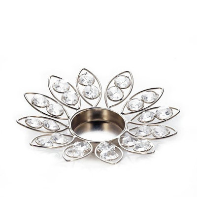 Gallery Of Light Crystal Candle Holders, Decorative Glass Candle Holder - Small Crystals Flower