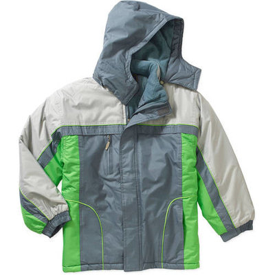Climate Concepts Boys Midweight Color Block Polar Fleece Lined Hooded Jacket