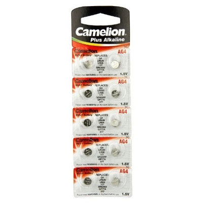 Camelion AG4 Button Cell Batteries, Alkaline Button Battery, 1.5V 10pcs Per Pack