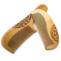 Buorsa 2Pcs Handmade Peach Wood Comb Anti-Static Hair Care Comb Set, For Women's All Types of Hair