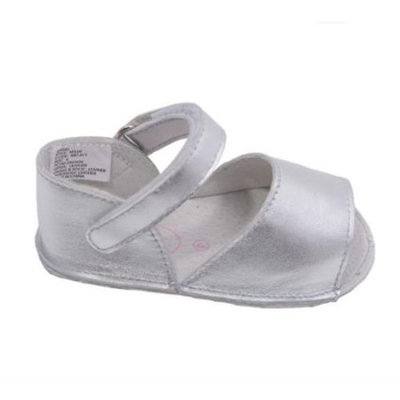 Angels Toddler Girls Silver Open Toe Velcro Strap Crib Sandals 4-5 Toddler