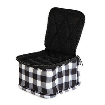 Therapure Health Essentials Essential Oil Carrying Case, 3 High, 5ml, 16-Bottle, Pattern, Black/White Check