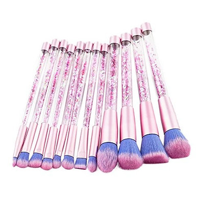 Wenjuan 12x Pro Silky Soft Makeup Brushes Set, Wooden Handle Animal Hair And Fiber,Foundation Powder Eyeshadow Eyeliner Lip Brush Daily Basic Makeup Tool (A)